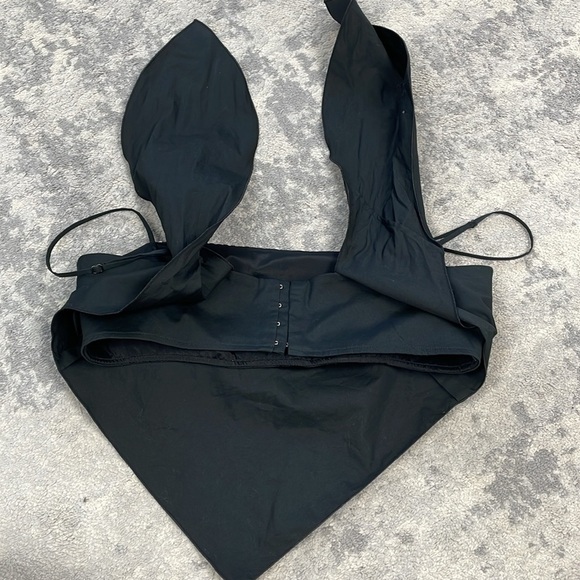 AREA Crystal Embellished Handkerchief Bandeau Crop Top Black Sz L - Picture 8 of 16